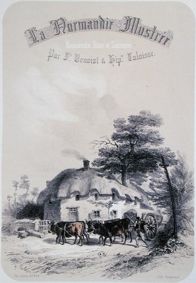 Frontispício do capítulo sobre a região de Orne da Normandia, de "La Normandie Illustree", gravado por Charpentier, publicado em Nantes 1852 (gravura) de Francois Hippolyte (after) Lalaisse
