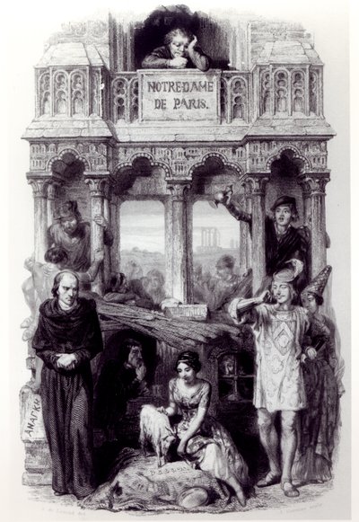 Frontispício de &39;Notre Dame de Paris&39; (1831) por Victor Hugo (1802-85) gravado por Auguste Francois Garnier, 1844 de Francois Joseph Aime de Lemud