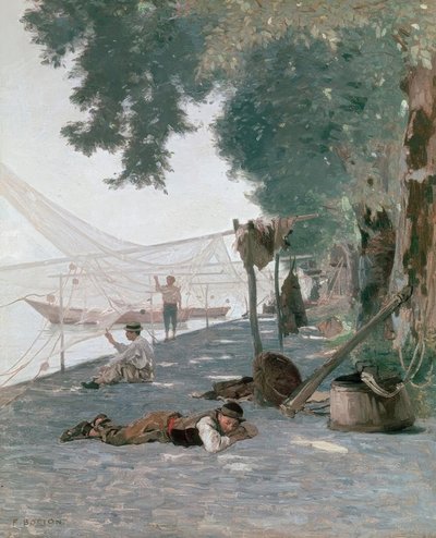 Redes e pescadores de Francois Louis David Bocion