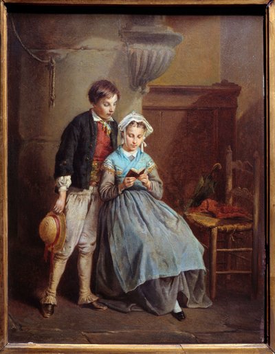 Leitura de Pintura de François Lenfant (1814-1892) Metz musee des Beaux Arts do século XIX de Francois Louis Lenfant