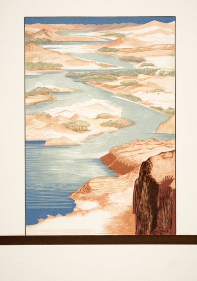 Ilustração de Prometheus acorrentado por Aeschylus, pub. 1941 (estêncil) de Francois Louis Schmied