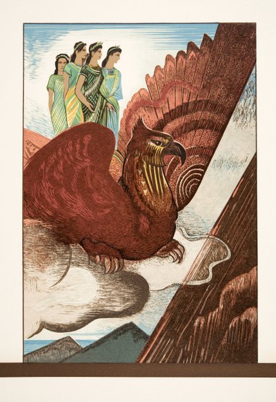 Ilustração de Prometheus acorrentado por Aeschylus, pub. 1941 (estêncil) de Francois Louis Schmied