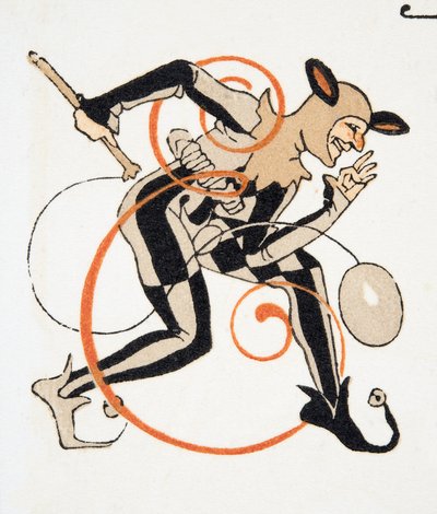 Letra E de Personages de Comedie, pub. 1922 (estêncil) de Francois Louis Schmied