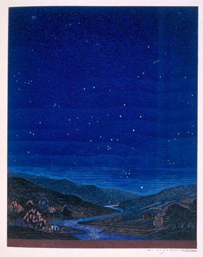 Paisagem noturna, ilustração de &39;Kim&39; de Rudyard Kipling, 1930 de Francois Louis Schmied