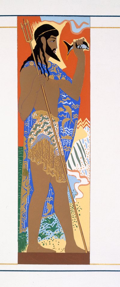 Poseidon, uma ilustração de "L&39;Odyssee", de Homero, traduzida por Victor Berard, 1929-33 de Francois Louis Schmied