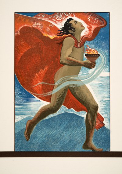 Prometheseus Running with Fire, de Prometheus Acorrentado por Ésquilo, pub. 1941 (estêncil) de Francois Louis Schmied