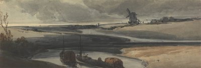 Uma cena do canal francês, 1810 (wc no papel) de Francois Louis Thomas Francia