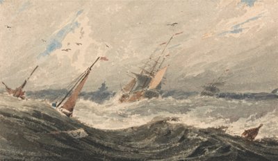 Barcos num mar tempestuoso de Francois Louis Thomas Francia