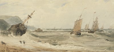 Porto de Boulogne (wc sobre grafite e bodycolour no papel) de Francois Louis Thomas Francia