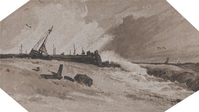 Cais numa tempestade de Francois Louis Thomas Francia