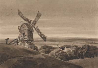 Paisagem com um moinho de vento de Francois Louis Thomas Francia