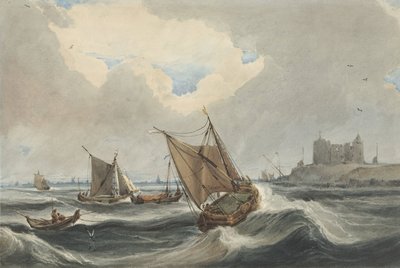 Navios ao largo do porto de Vlissingen de Francois Louis Thomas Francia