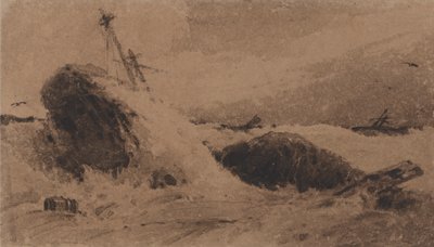 Navio naufragado num mar tempestuoso de Francois Louis Thomas Francia