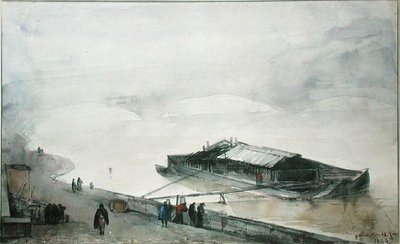 O Sena, 1843 (wc no papel) de Francois Marius Granet