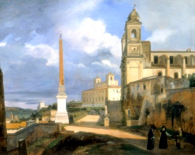 A Trindade dos Montes e a vila dos Medicis, Roma, 1808 de Francois Marius Granet