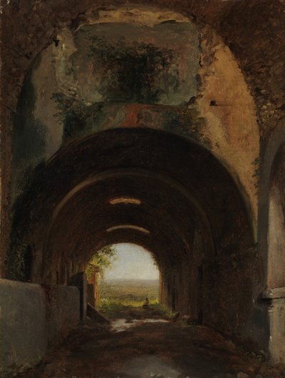 Vista nos estábulos da vila de Mecenas, Tivoli, ca. 1805-10. de Francois Marius Granet