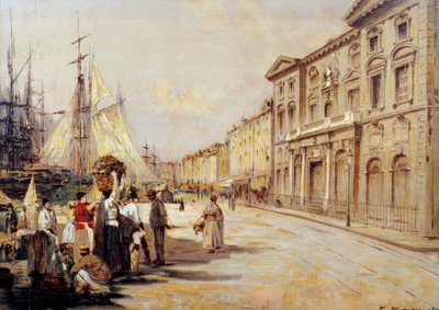 Vista do Quai Saint Jean na cena da rua de Marselha. Desenho de François Maury (1861-1933) 1902 Marselha, Museu da Velha Marselha de Francois Maury