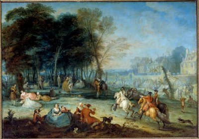 A feira Bezons Pique nique Champetre, nos arredores de Paris. Pintura de François Octavien (1695-1740) 1725 Sol. 1,35 x 1,95 m de Francois Octavien
