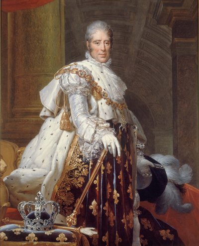 Retrato de Carlos X em traje sagrado, c.1825 (óleo sobre tela) de Francois Pascal Simon (studio of) Gerard