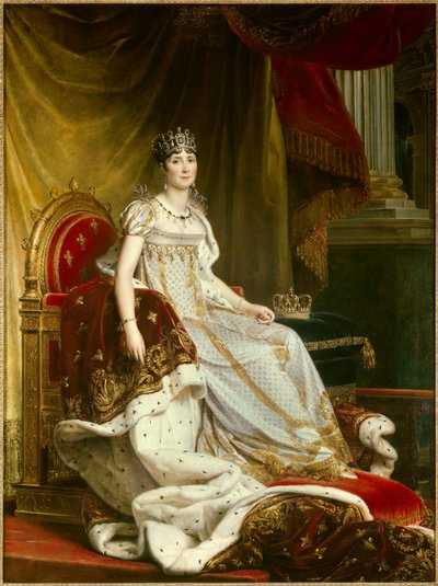 Retrato da imperatriz Josephine de Beauharnais (1763-1814) em traje de coroação. Pintura de François Gerard (1770-1837). Dim. 2,1x1,3 m. Fontainebleau, castelo de Fontainebleau --- Retrato da Imperatriz Josephine de Beauharnais (1763-1814) no seu coro de Baron François Pascal Simon Gérard