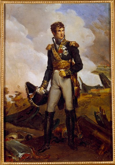 Retrato no pé de Jean Lannes, Duque de Montebello (1769-1809) marechal de Pintura Imperial de François Gerard (1770-1837) Sol do século XIX. 0,3x0,22 m de Baron François Pascal Simon Gérard
