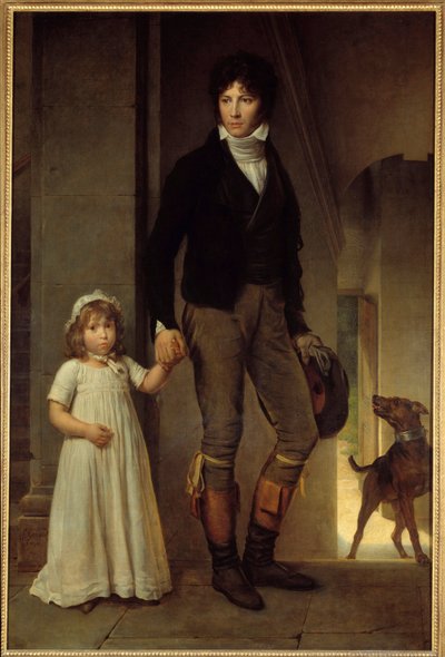 Retrato no pé do pintor Jean Baptiste Isabey (1767-1855) e da sua filha Pintura de François Gerard (1770-1837) 1795 Sol. 1,94x1,3 m de Baron François Pascal Simon Gérard