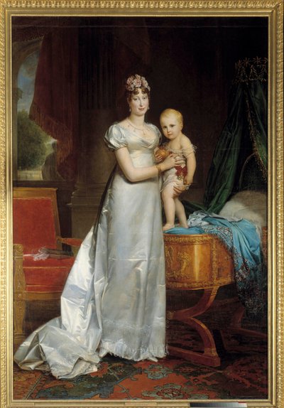 Retrato da Impressora Marie Louise (1791-1847) e do Rei de Roma Pintura de François Gerard (1770-1837) 1813. Dim. 2,40 x 1,62 m. Versalhes, Musee du Chateau - Retrato da Imperatriz Maria Luísa (1791-1847) e do Rei de Roma. Pintura de Franco de Baron François Pascal Simon Gérard