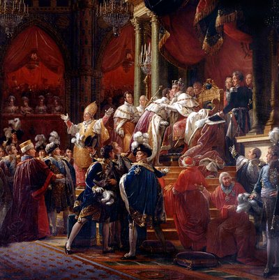 A coroação do rei Carlos X, 29 de maio de 1825 na Catedral de Reims, c.1827 (detalhe) de Francois Pascal Simon Gerard