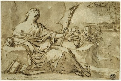 Madalena no deserto com dois putti de Francois Perrier