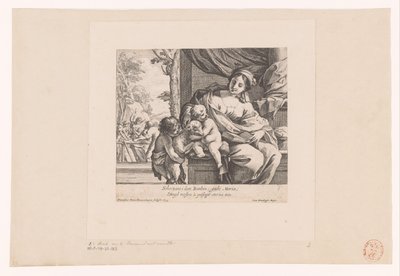 Maria com o Menino, João Batista e Cordeiro Scherzano i duoi Bambin (...) (título no objeto) de Francois Perrier