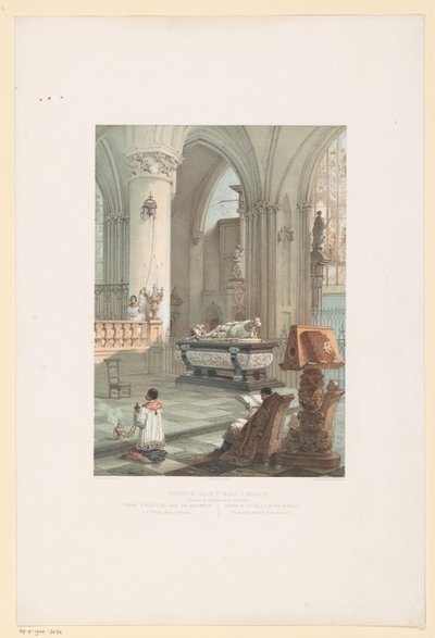 Interior do Sint-Michiel-en-Sint-Goedelekathedraal em Bruxelas com o túmulo de Ernst van Oosternijk Interior da igreja St. Gudule, em Bruxelas (Tombeau do Arquiduque Ernest d