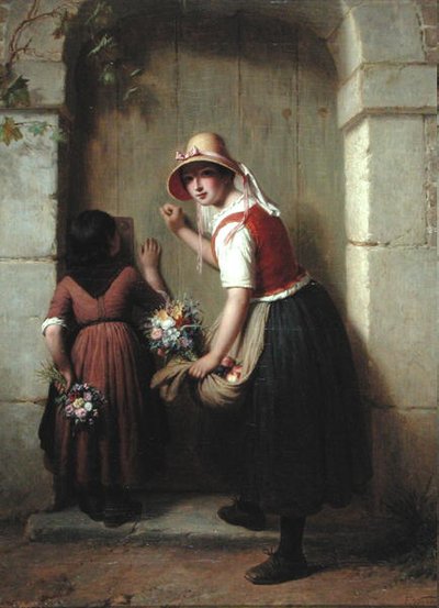 Os Vendedores de Flores (óleo sobre tela) de Francois Verheyden