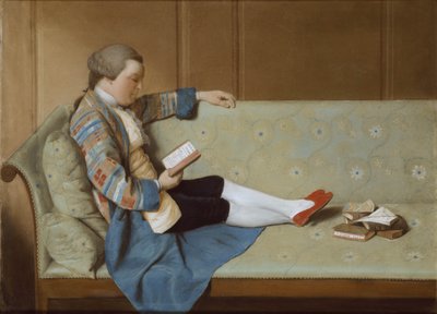 Retrato de um homem lendo - John Farr lendo Odes de Horace (pós-restauração) de Francois Vispre