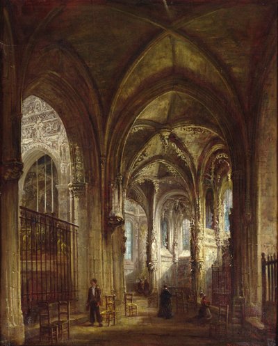 Interior da Igreja de St. Pierre, Caen, 1861 de Francois d