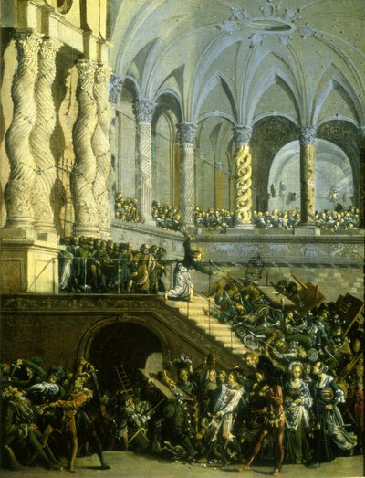 Cristo dirigindo os emprestadores de dinheiro do templo de Francois de Nome