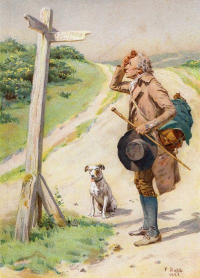 "Five Miles from Everywhere" (cor litho) de Frank (after) Dadd