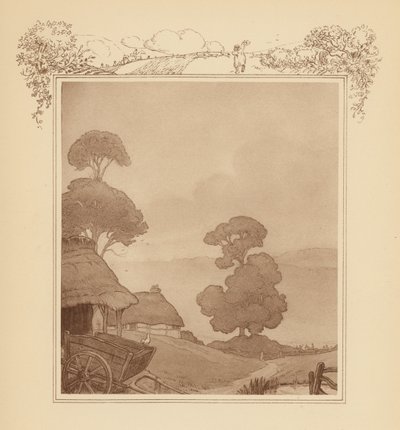 Ilustração para a Elegia de Gray (litografia a cores) de Frank Adams