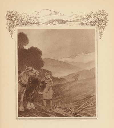 Ilustração para a Elegia de Gray (litografia a cores) de Frank Adams