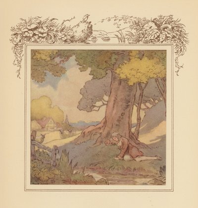 Ilustração para a Elegia de Gray (litografia a cores) de Frank Adams