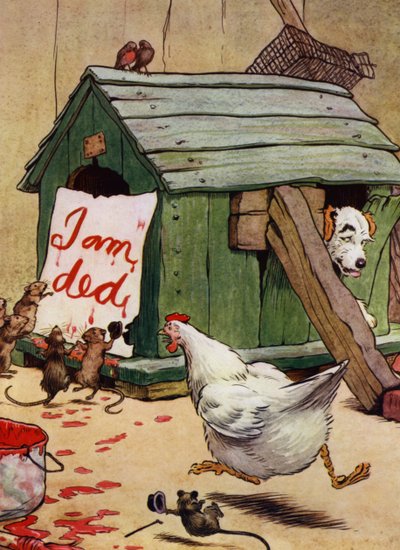 Ilustração para a Velha Mãe Hubbard (cor litho) de Frank Adams