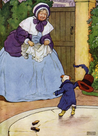 Ilustração para a Velha Mãe Hubbard (cor litho) de Frank Adams