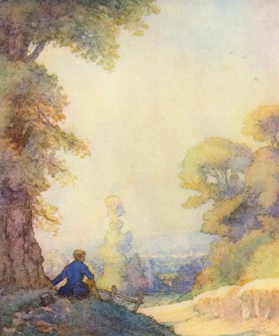 Ilustração para The Scholar-Gipsy de Matthew Arnold (cor litho) de Frank Adams