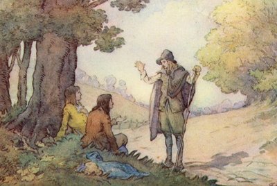 Ilustração para The Scholar-Gipsy por Matthew Arnold (lito colorido) de Frank Adams