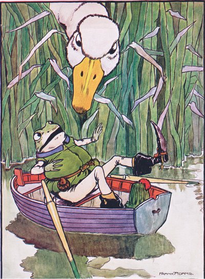 &39;Quack&39; que susto, ilustração de &39;O Sapo faria um cortejo&39;, de Charles H. Bennett, 1916 de Frank Adams