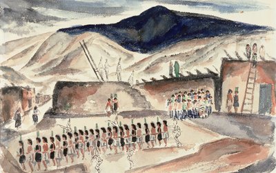 Dança do Milho Verde, Santa Domingo, NM, antes de 1932 (wc no papel) de Frank Applegate
