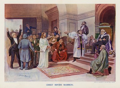 Cristo perante Mammon (litografia a cores) de Frank Beard