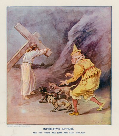 O ataque da infidelidade (litografia a cores) de Frank Beard