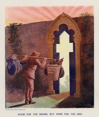 A porta estreita (litografia a cores) de Frank Beard