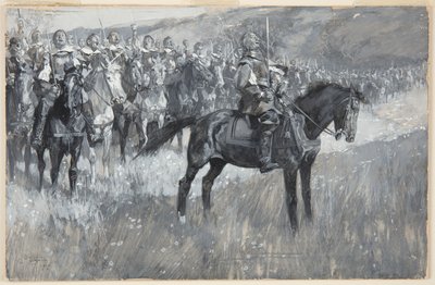 Cromwell e seus homens cantando o Salmo 117 na Batalha de Dunbar de Frank Craig