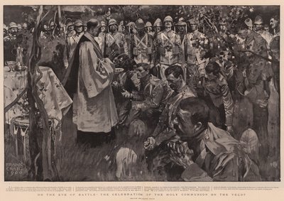 Na véspera da batalha, a celebração da sagrada comunhão no Veldt de Frank Craig
